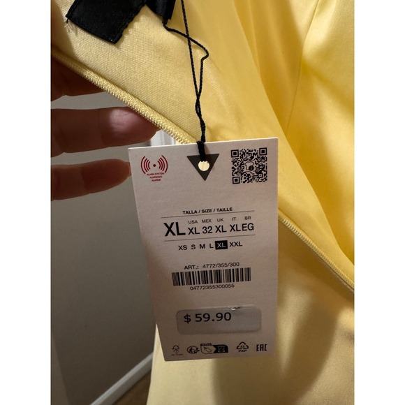 Zara Yellow Halter Neck Mini Dress Sleeveless Fit and Flare Cocktail XL NWT - Picture 7 of 11